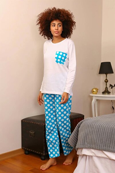 Beruflic Under Moda Women's Long Sleeve Combed Cotton Pajama Set White