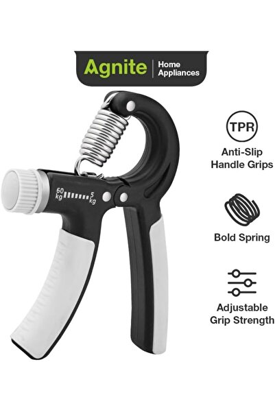 Deli Agnite Adjustable Hand Gripper 5-60kg with TPR Handle & Steel Spring - Grey