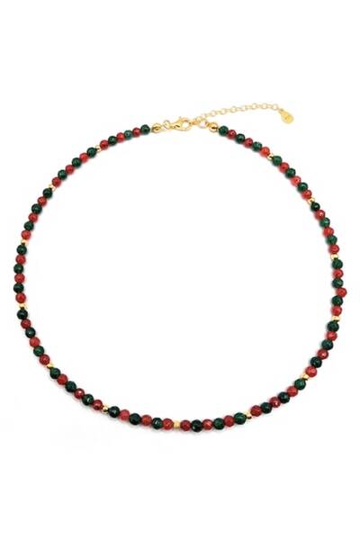 Lexy's Boutique Colier ajustabil, din argint 925, Lexy's Boutique, pietre semipretioase jad si agat, placat aur 24k