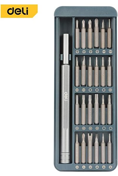 Deli Professional Precision Screwdriver Set - 25 Pieces (S2+Cr-V Steel Bits, Magnetic Aluminum Handle, Sl