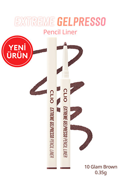CLIO Suya Dayanıklı, Gün Boyu Kalıcı Kalem Eyeliner Extreme Gelpresso Pencil Liner (10 Glam Brown)