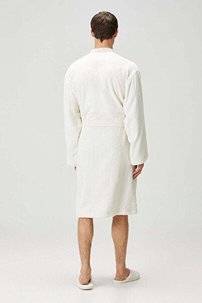 İrya Marble 100% Cotton Men's Bathrobe Ecru