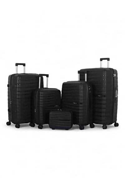 CAPATAN Luxury Complete Luggage Set - 5 Pieces of Shatter-Resistant Polypropylene (Large Sizes & Superior Features)