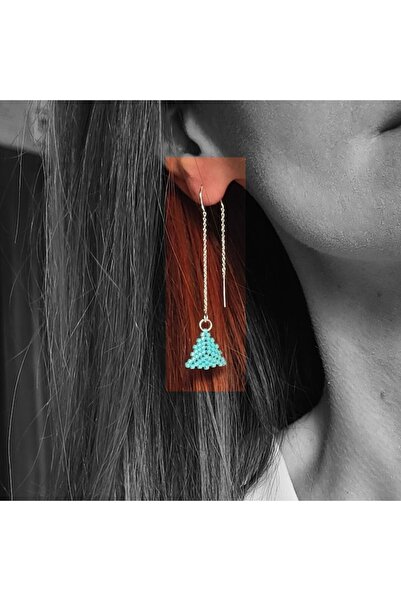 Lexy's Boutique Cercei handmade, din argint 925, Lexy's Boutique, element decorativ triunghi din margele Miyuki