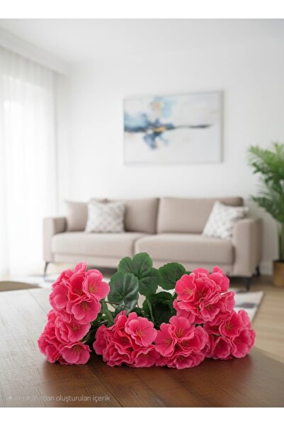 yapay çiçek evi Yapay Çiçek Büyük Sardunya 7 DALLI Demet 40 cm PEMBE