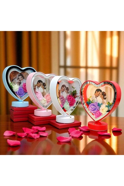 Kuzey Tacı Special Heart-Shaped Led Frame with Photo Area for Valentine's Day...