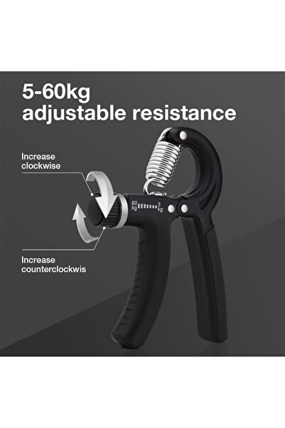 Deli Agnite Adjustable Hand Gripper 5-60kg with TPR Handle & Steel Spring - Grey