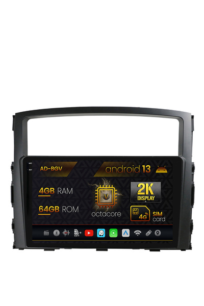 AutoDrop Navigation Mitsubishi Pajero (2006-2014), Android 13, V-Octa/4GB RAM+64GB ROM, 9.5"