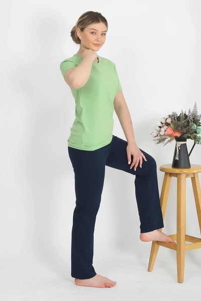 Beruflic Women's Short Sleeve Cotton Combed Pajama Set Pistachio Green