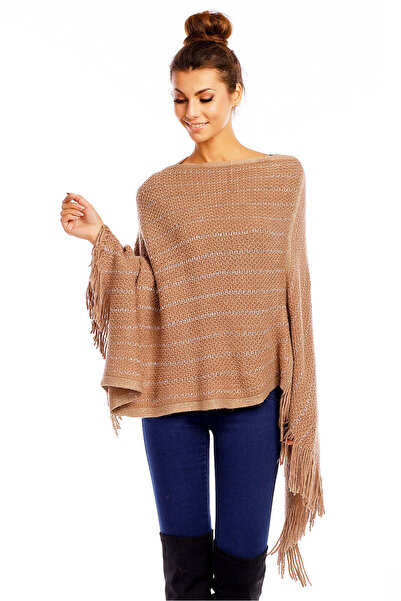 WildFashion Poncho cardigan accessorized with fringes at the base B559-8 Univ...