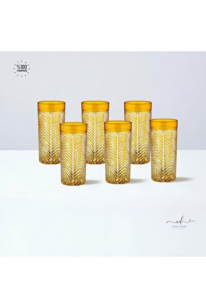 AKDEN STORE Renkli 6'lı Kristal Dekor Su Bardağı,Meşrubat Bardağı