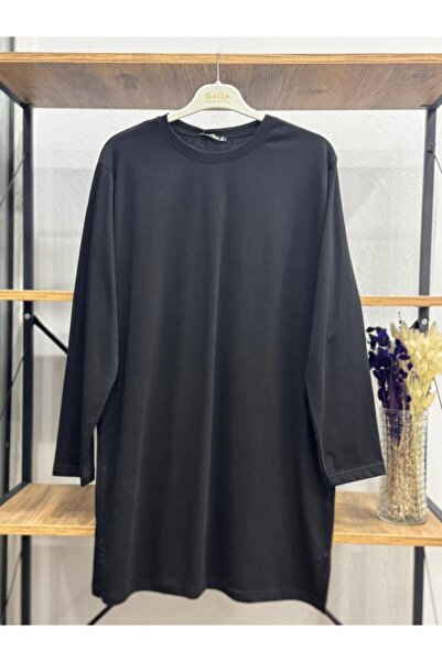 ÖZNE BUTİK Women's 100% Cotton Crew Neck Basic Combed Cotton Tunic