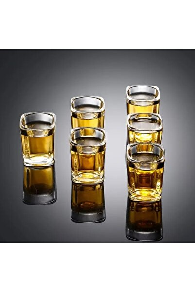 esdekor 6 Pieces / 70ml Stylish Glass Shot Glasses - 2 oz Whiskey and Liquor Glasses