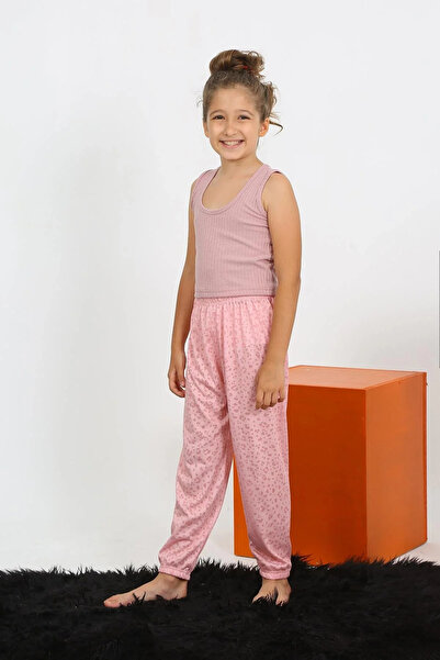 Beruflic طقم بيجامة للفتيات من القطن الممشط بأكمام قصيرة ولون وردي باهت