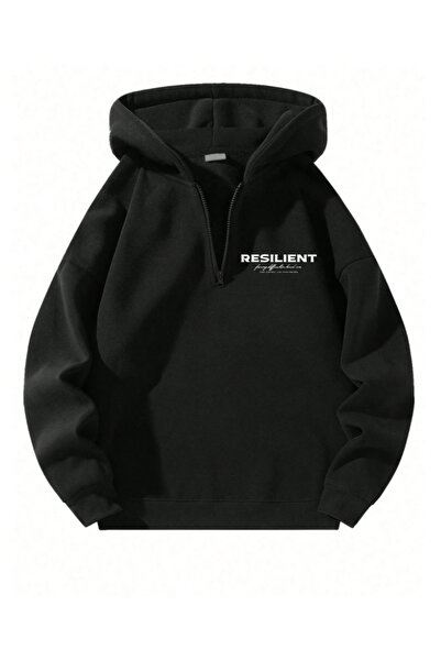 Revasser Unisex Erkek/Kadın YARIM KAPÜŞONLU RESILIENT Renkli Özel Pamuklu Ove...