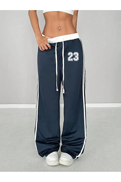 Touz Moda 23 Number Oversize Φαρδιά Φούτερ με Λεπτομέρεια Κορδόνι στη μέση σε Σκούρο Μπλε