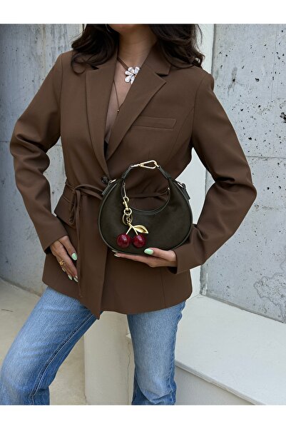 Adox Çanta حقيبة كتف نسائية من جلد الغزال الكاكي من لورفيا مع هدية ساحرة بلون...