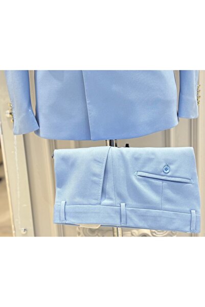 SABRİ ZENGİN Erkek Kruvaze Slim Fit Takım Elbise