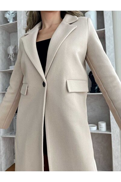 Moda İkra Однобортний пальто з підкладкою та кишенями на блискавці