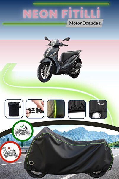 Cemku Fast غطاء محرك متوافق مع بياجيو ميدلي 150، أسود نيون قماش مجدّل كيلت