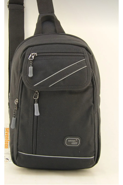 SEVENTEEN Cross Back Shoulder Chest Waterproof Washable Strap Unisex Black Bag 4926