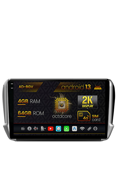 AutoDrop Navigatie Peugeot 208/2008 (2012+),Android 13,V-Octa/4GB RAM+64GB RO...