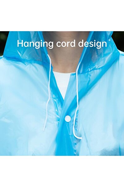 Deli Spanspace Premium Raincoat - 150cm Long PEVA Waterproof Windbreaker with Adjustable Hood, Thick