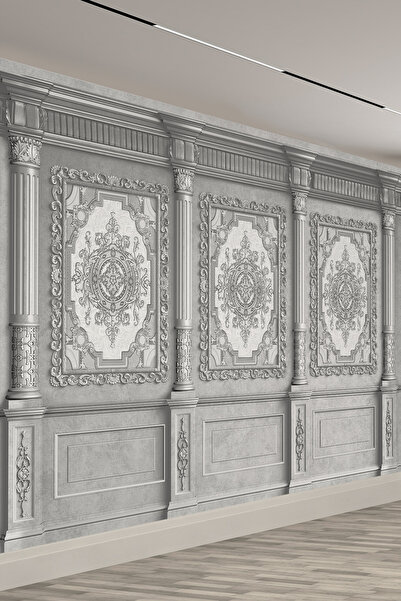 dreamwall Beyaz Gümüş Mermer Doku Görünümlü Tekstil Duvar Kağıdı