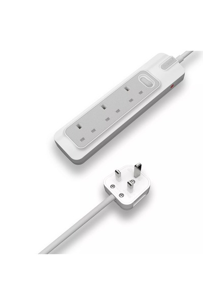 genric مقبس تمديد طاقة رافيد 2990 واط، 3 فتحات، من النوع البريطاني