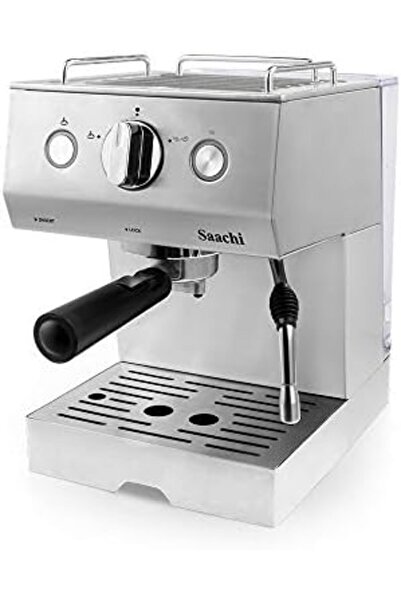 SAACHİ Coffee Maker with Automatic Steam Pressure Pump 15 Bar, Silver, Two-Year Minimum Warranty