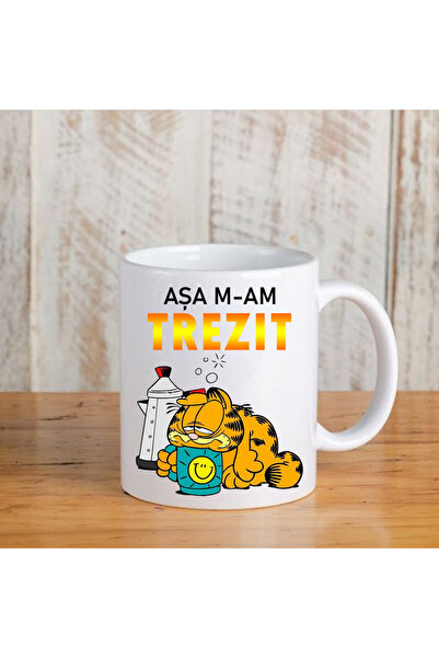 OEM Cana cu mesaj:"Asa m-am trezit",ceramica, alba, 330ml