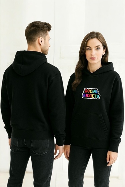 ArtYus Anxietatea socială Colorat cu imprimeu cu glugă Swea tricou