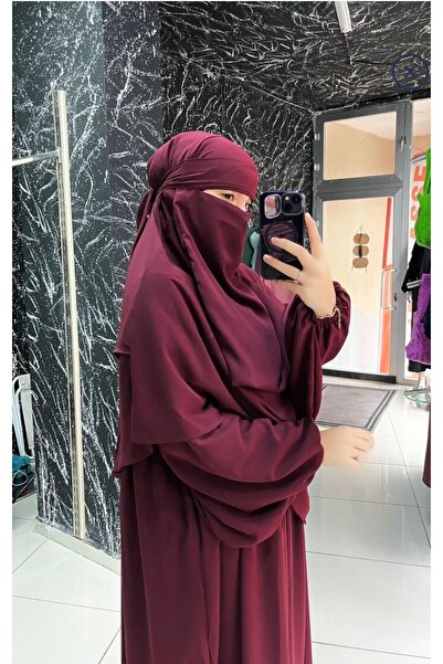 HANİQUE Bordo Medina Silk 3-Piece Souffle Set – Premium Hijab Combination with Veil, Souffle, and Dress - Hijab Set