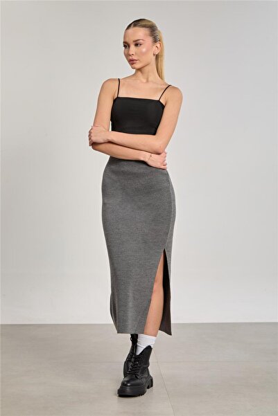 BARRELS AND OIL Women's Knitwear Pencil Skirt - Anthracite