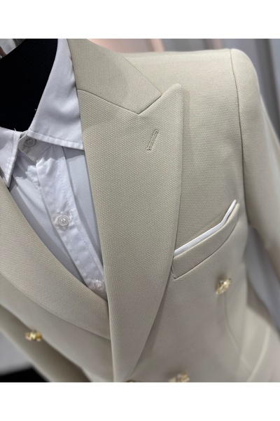 SABRİ ZENGİN Erkek Kruvaze Slim Fit Takım Elbise
