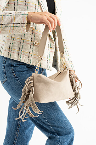 Adox Çanta ΓΥΝΑΙΚΕΙΑ ΤΣΑΝΤΑ ΩΜΟΥ GARDENIA MINK SUEDE με αγκράφα