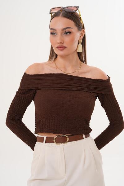 ŞİMAL Women's Madonna Collar Wrinkled Blouse 255269 -