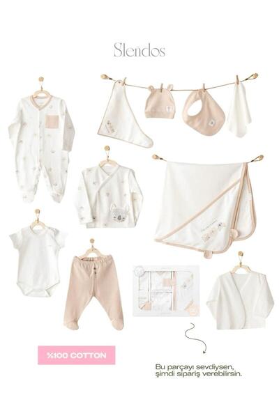 andywawa Baby Girl, 100% Cotton, Cream, 10 Pcs, Natura Newborn Set
