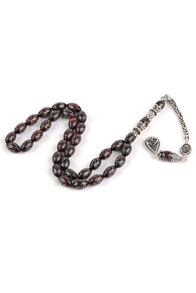 LapisDo Kuka 925Ayar Gümüş Çakım ve Püskül Beyzi Kesim 6.5x11mm Tesbih