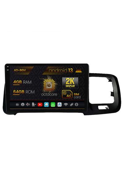 AutoDrop Navigation Volvo S60 (2010-2015), Android 13, V-Octa/4GB RAM+64GB ROM, 9.5"