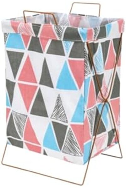 Deli سلة غسيل قابلة للطي بإطار على شكل حرف X، 36×29×56 سم، قطن مع غطاء