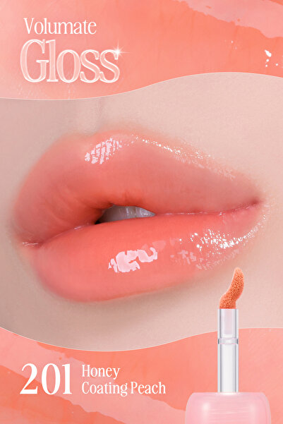 CLIO Pigmentli, Parlak Bitişli Dolgunlaştırıcı Lip Gloss Volumate Gloss 201 Honey Coating Peach