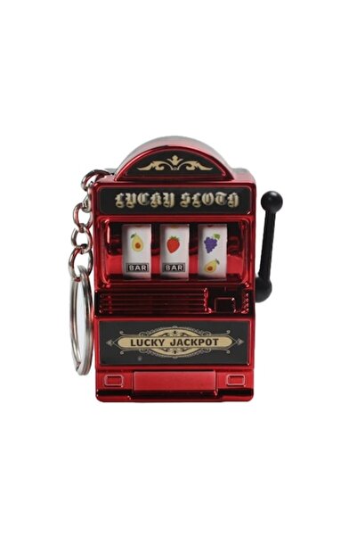 dalimag Keychain Slot Machine, Functional Mechanism, Model Lucky Jackpot, 4x6 cm, Plastic, Red,