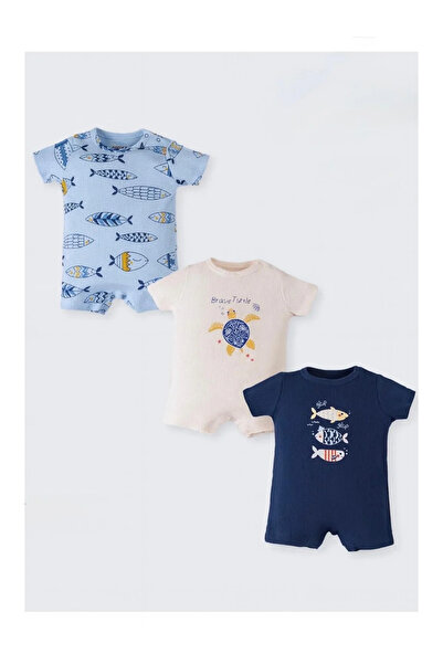 kidstalya Fish patterned 3-piece baby jumpsuit