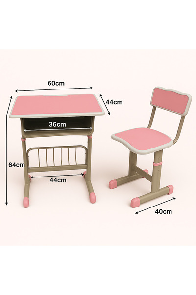 rexa Kids Study Desk and Chair Set – Pink & Beige