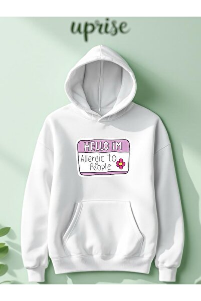 Vordevia Аз съм алергичен към хората Печатен памучен 3-слоен суитшърт с голям...