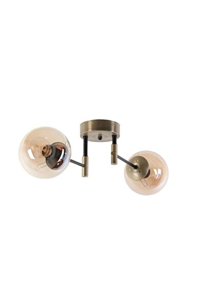NZL Lighting Lumexx Dolunay İkili Eskitme Bal Camlı Avize ve ve Camlı Plafonyer
