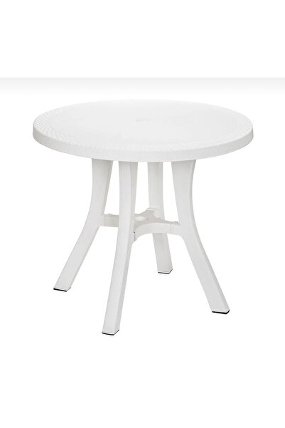 SERMER PAZARLAMA 🌿 Royal Rattan Desenli Yuvarlak Masa 80 cm – Şemsiye Delikl...