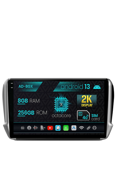 AutoDrop Navigatie Peugeot 208/2008 (2012+), Android 13, X-Octa/8GB RAM + 256...