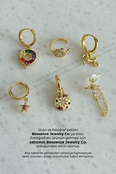 Bessence Jewelry Co YAKEMIYOU 6LI 14K Gold Tasarım Çelik Küpe